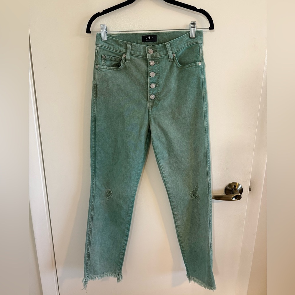 7 For All Mankind High Waist Cropped Straight Jeans